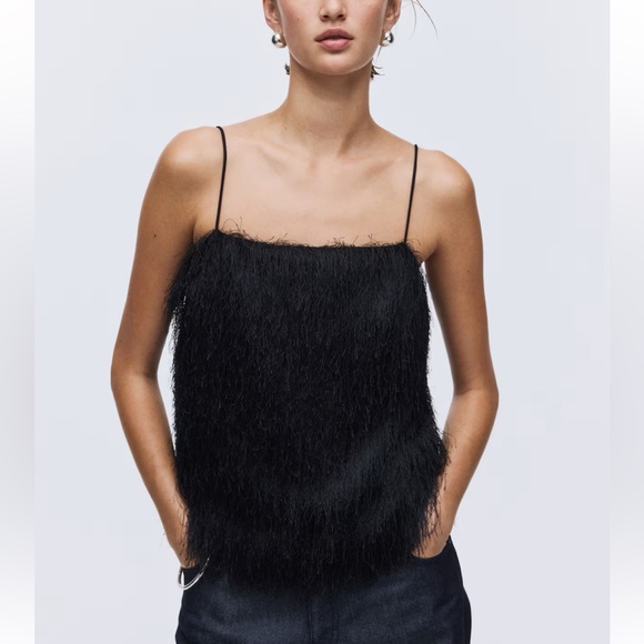 H&M black fringe top - Picture 3 of 6